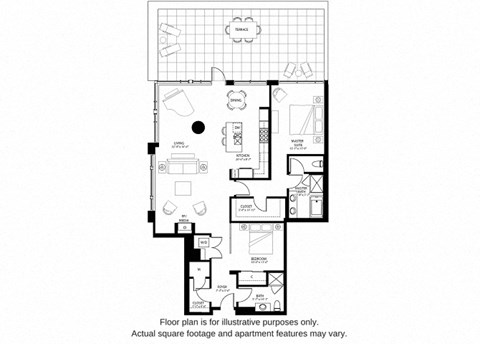 Floor plan for 2 beds, 2 baths, 1640 sqft